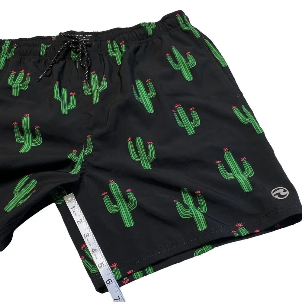 Ocean Current Volley Shorts Cactus Cacti  Swim Shorts Mesh Lined Stretch Sz XXL
